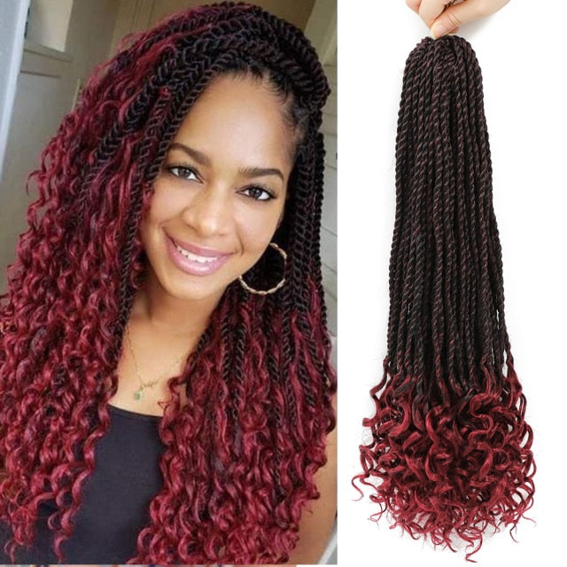 Curly Senegalese Twist Crochet Braid Hair with Wavy Hair End